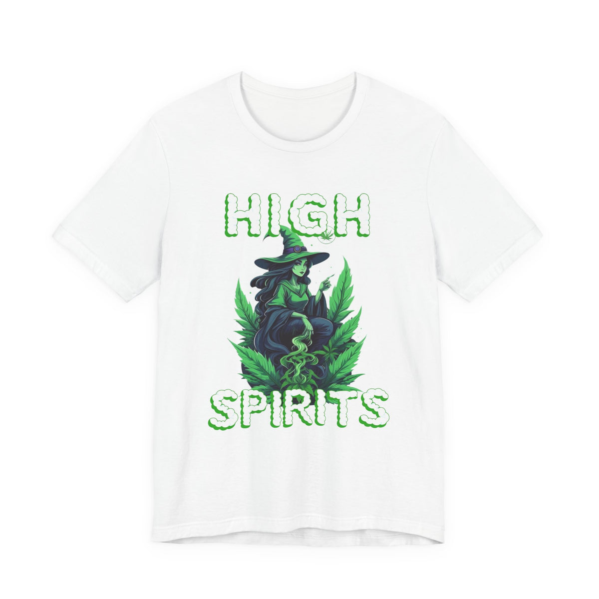 High Spirits Witchy Tee - Unisex Jersey Short Sleeve T-Shirt, Halloween Gift, Witch Apparel, Eco-Friendly Tee, Alternative Fashion Printify