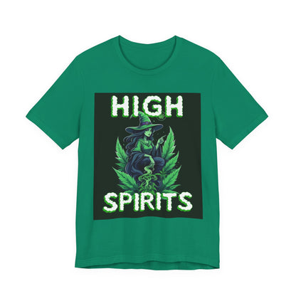 High Spirits Witchy Tee - Unisex Jersey Short Sleeve T-Shirt, Halloween Gift, Witch Apparel, Eco-Friendly Tee, Alternative Fashion