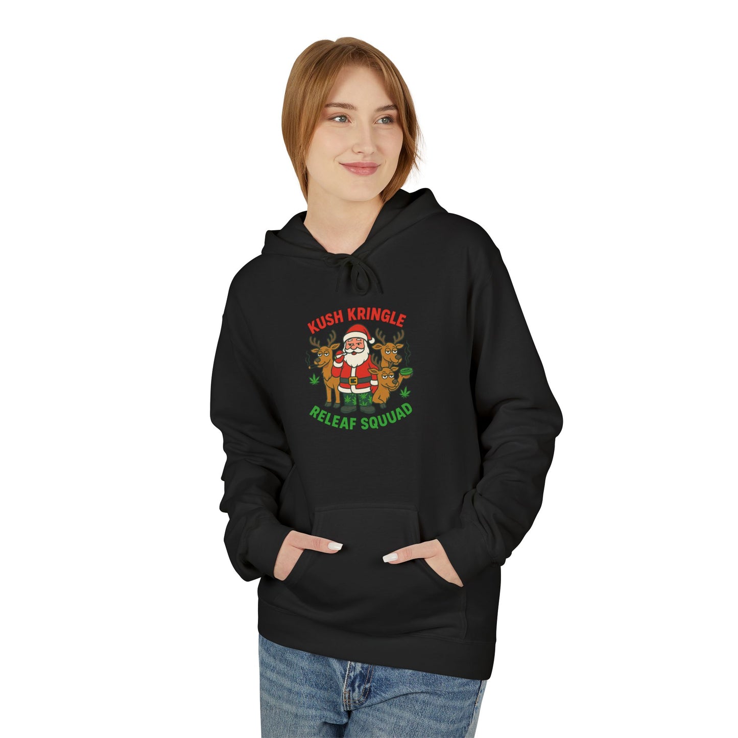 Kush Jingle Releaf Squad Hoodie — Holiday Stoner Christmas Sweatshirt