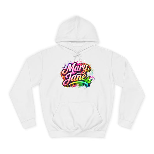 Mary Jane Neon College Hoodie – Streetwear Cannabis Style Pullover Sweatshirt