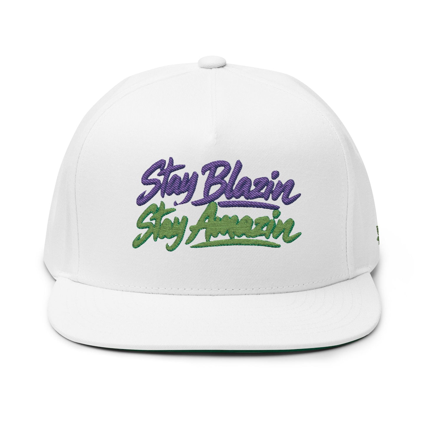 Stay Blazin Stay Amazin Embroidered Snapback Hat – Neon Cannabis Streetwear Cap
