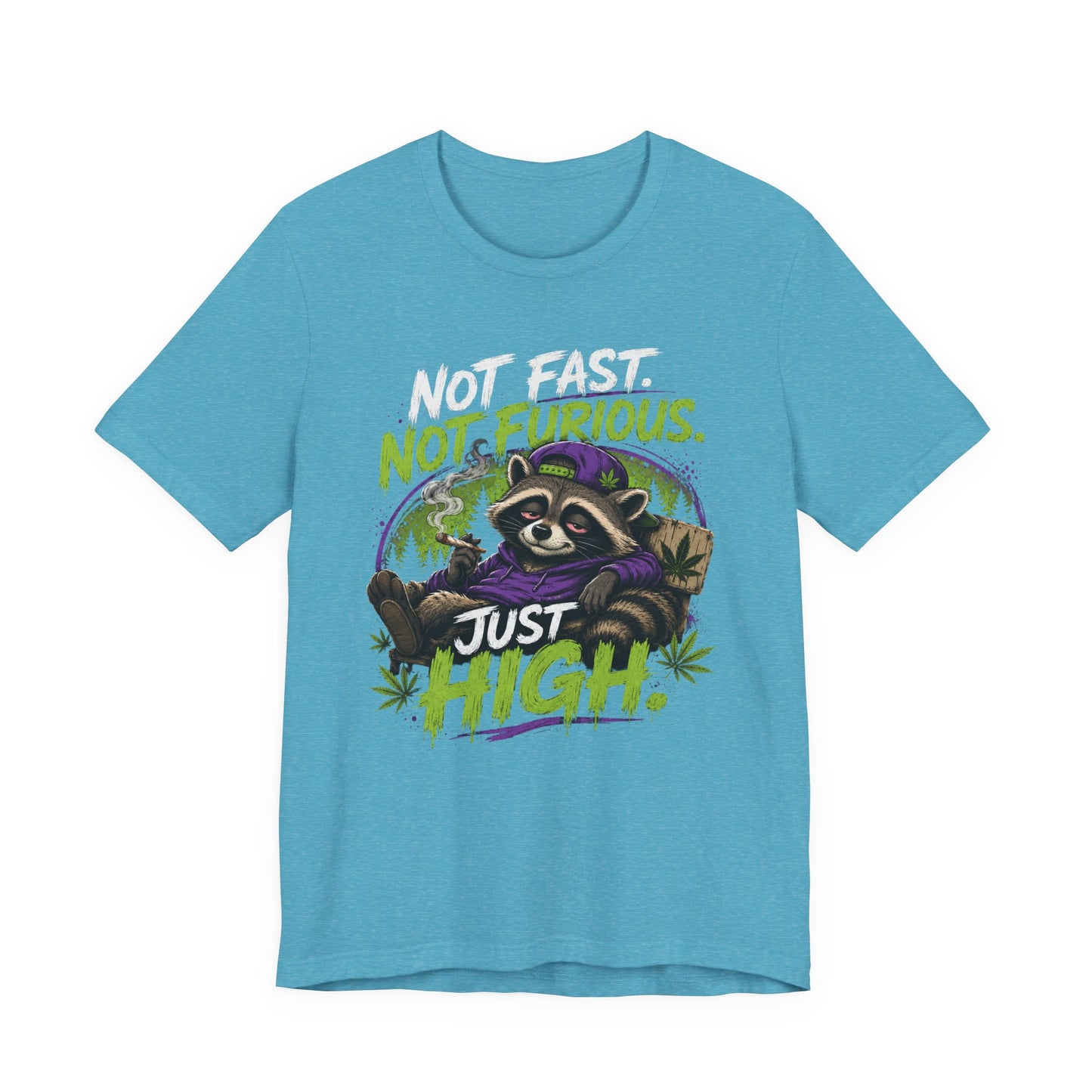 Not Fast Not Furious Just High Raccoon Shirt | Funny Stoner Graphic Tee | Cannabis Humor Gift