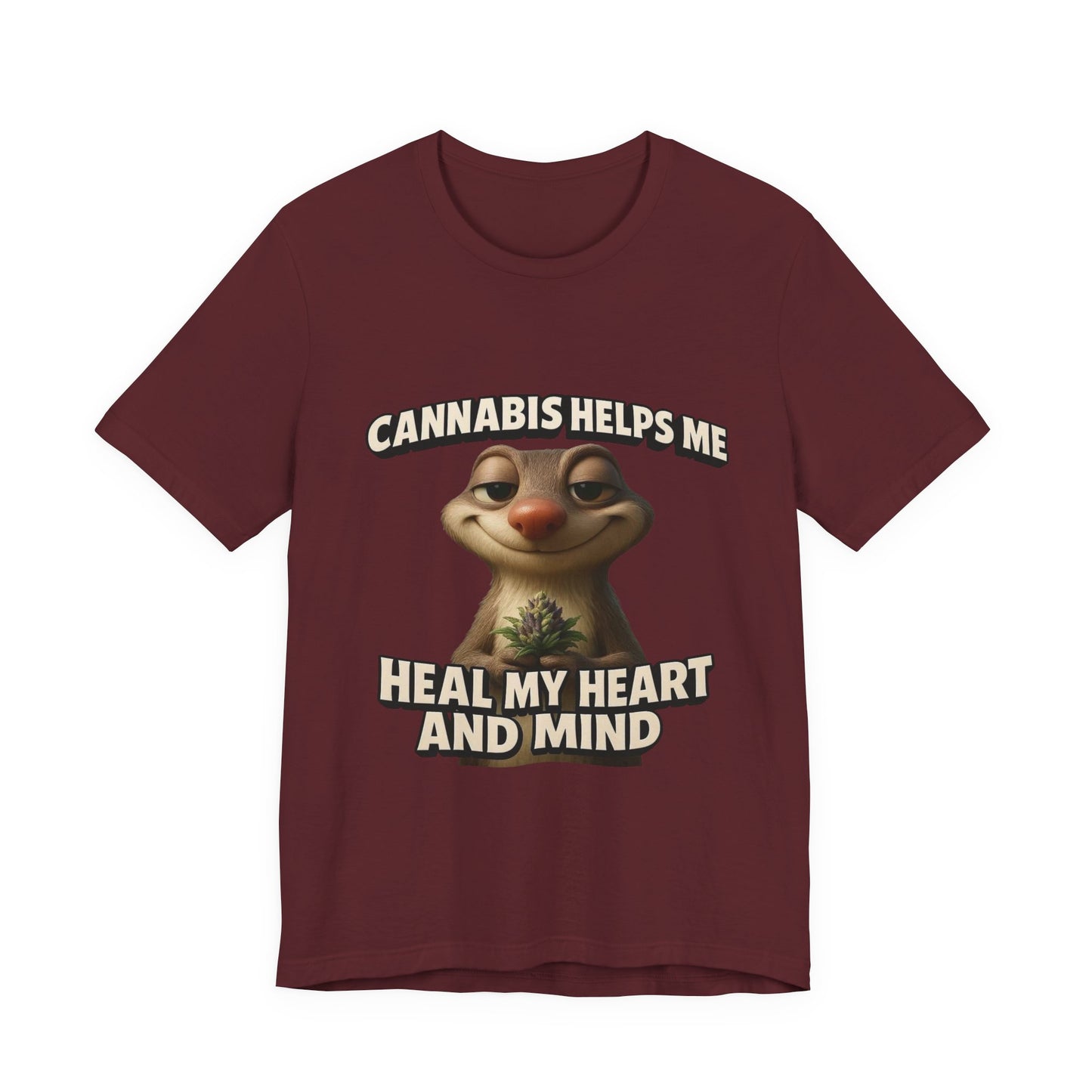 Cannabis Helps Me Heal My Heart and Mind Sloth T-Shirt | Cute Medical Marijuana Gift