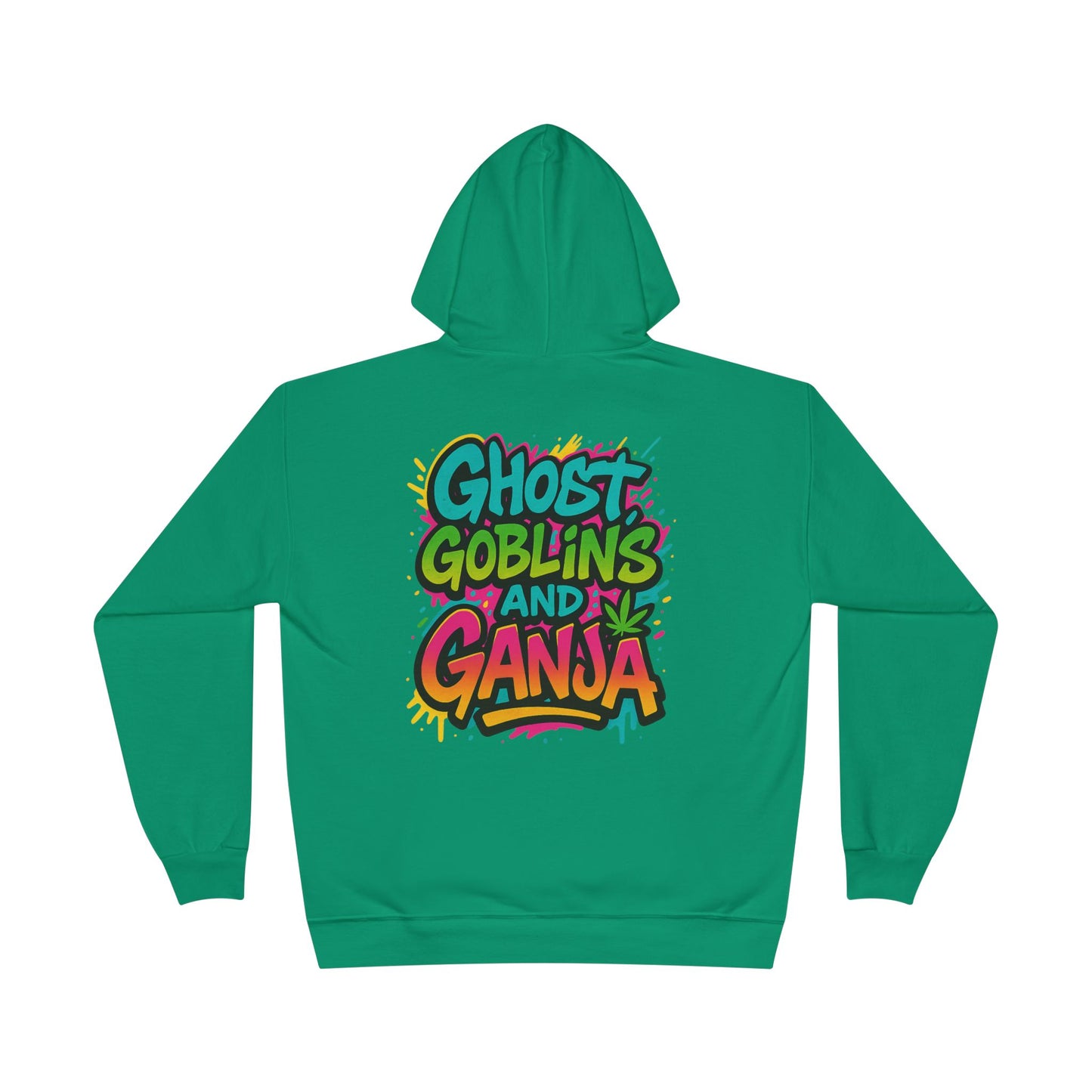 Ghostly Vibes Eco-Friendly Hoodie, Halloween Sweatshirt, Unisex Pullover, Festival Fashion, EcoSmart Apparel, Ghost Goblins Ganja