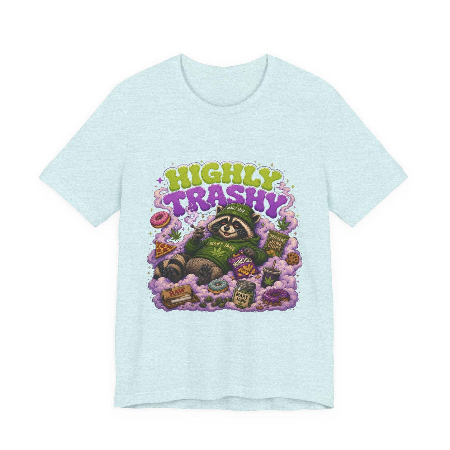 Highly Trashy Raccoon Shirt | Funny Stoner Trash Panda Tee | Cartoon Cannabis Lover Gift
