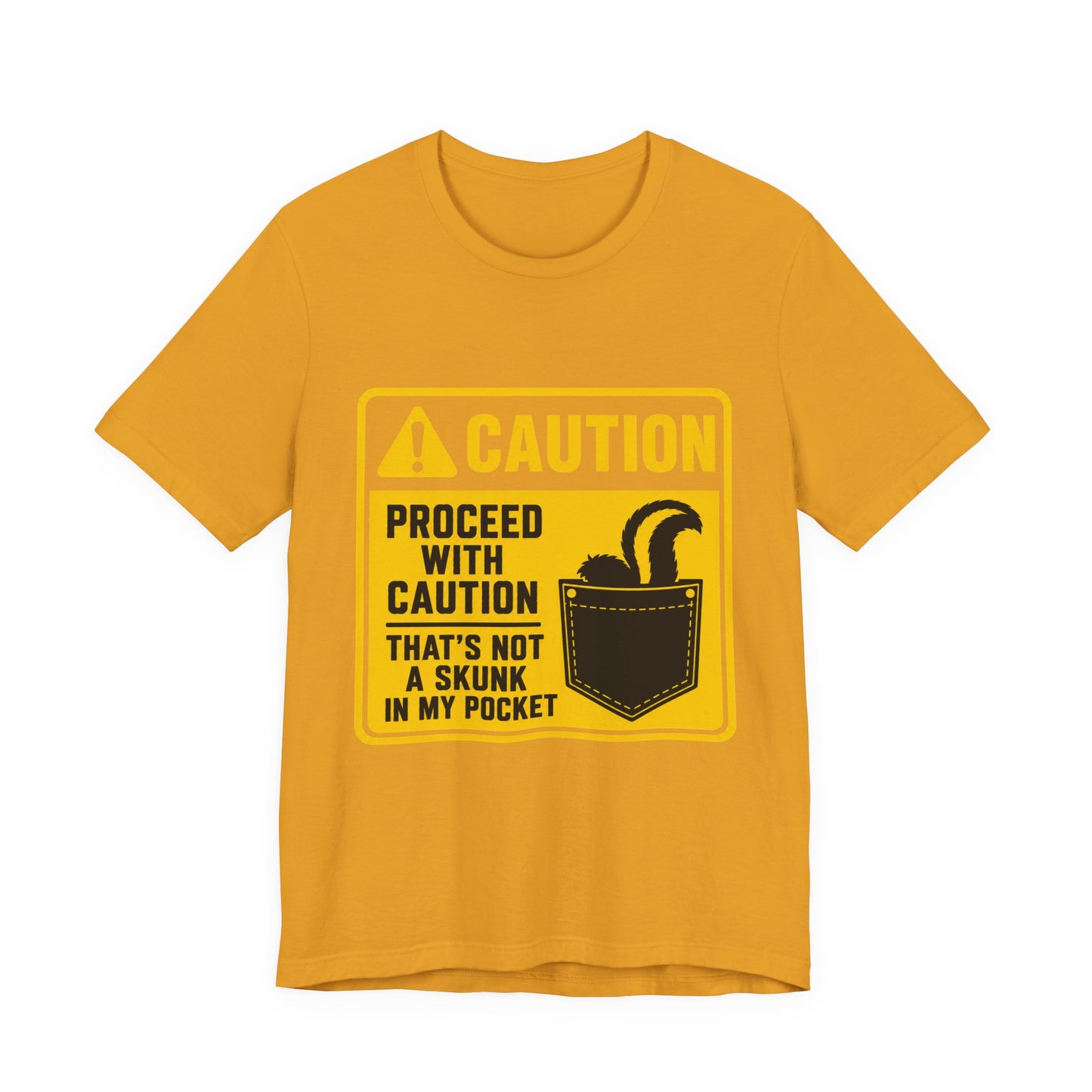 Caution Skunk Pocket Tee – Funny Graphic Warning T-Shirt