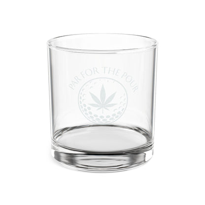 Par for the Pour Whiskey Glass – Golf & Ganja Lovers Gift | Cannabis Leaf Golf Ball Design - Engraved Whiskey Glass - 10.5oz with Golf & Leaf Design