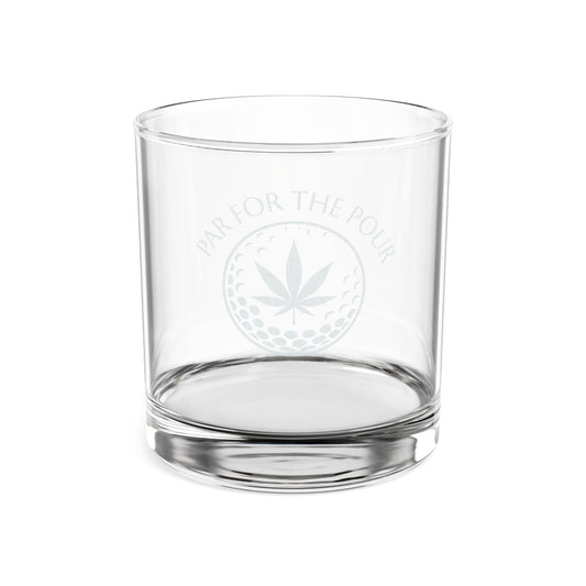 Par for the Pour Whiskey Glass – Golf & Ganja Lovers Gift | Cannabis Leaf Golf Ball Design - Engraved Whiskey Glass - 10.5oz with Golf & Leaf Design