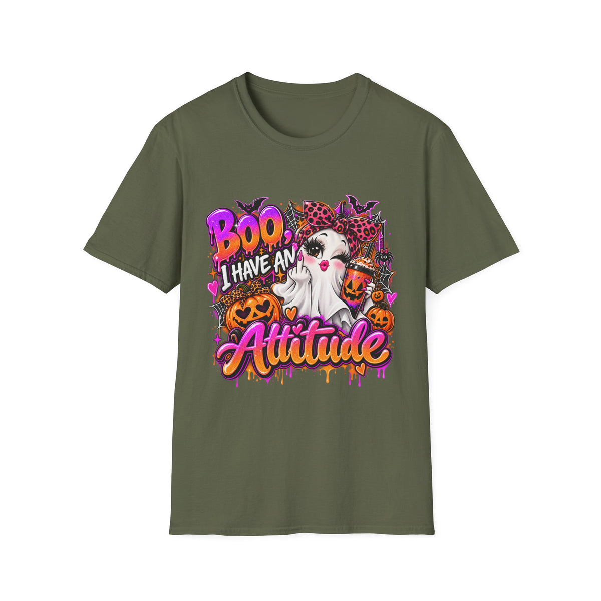 Boo I Have an Attitude Halloween Ghost T-Shirt Printify
