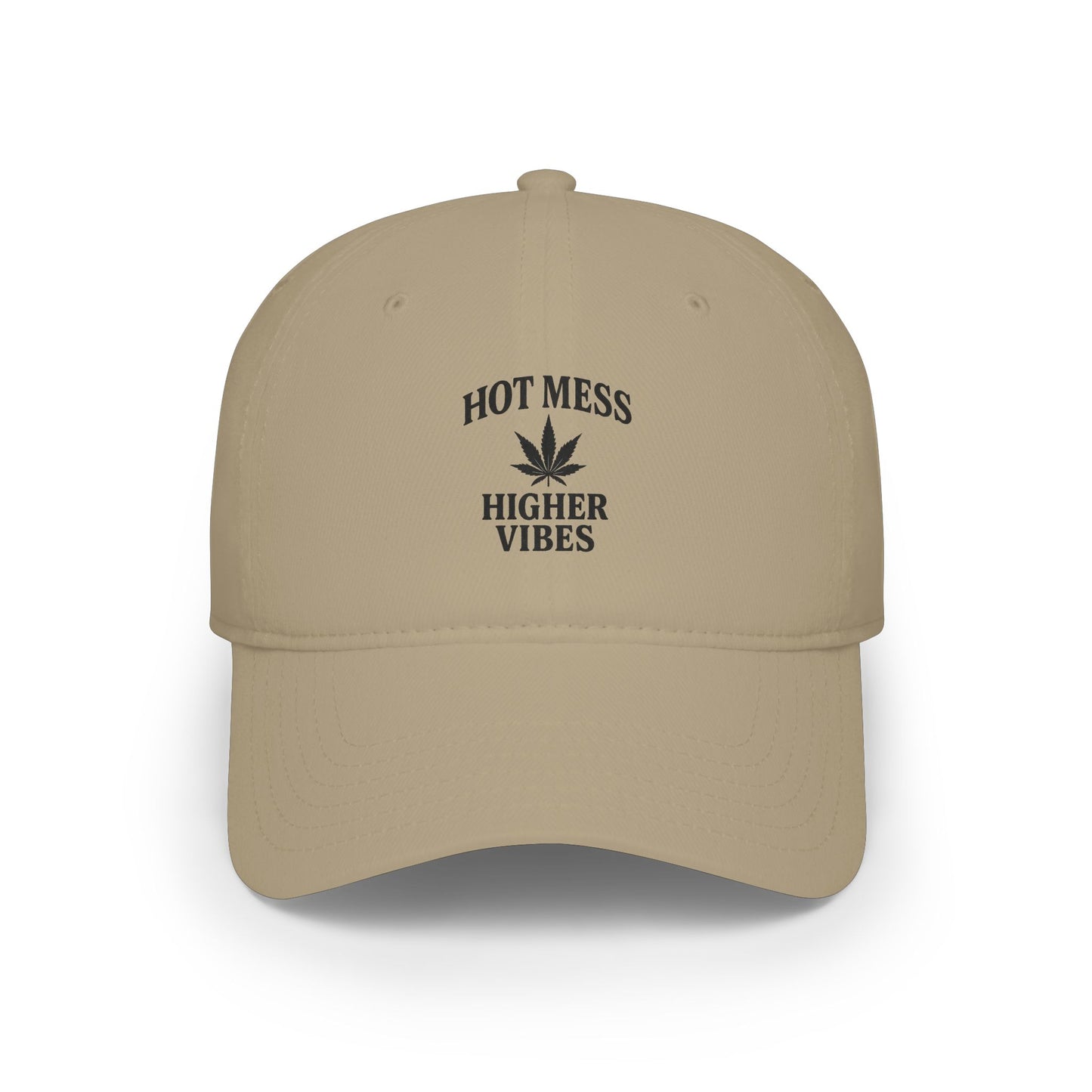 Hot Mess Higher Vibes Trucker Hat | Funny Stoner Mesh Cap | Cannabis Leaf Snapback | 420 Gift for Her & Him