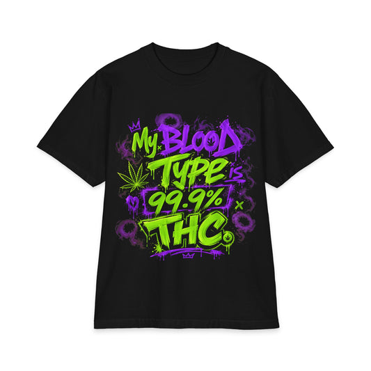 My Blood Type is 99.9% THC Graffiti Shirt | Neon Stoner Streetwear Tee | Funny Cannabis Graphic T-Shirt up to size 7XL