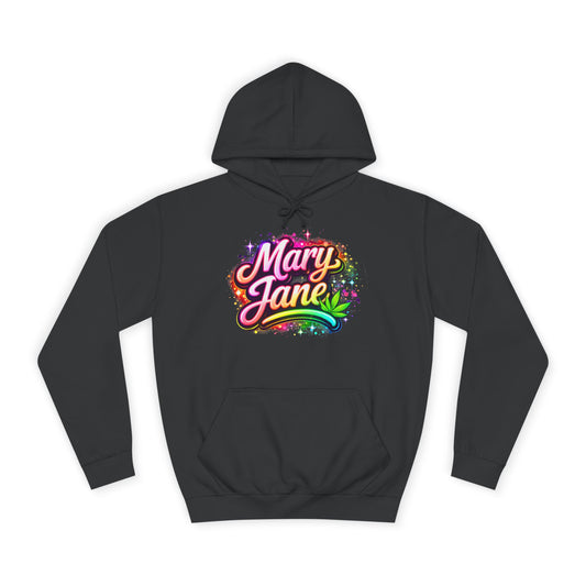 Mary Jane Neon College Hoodie – Streetwear Cannabis Style Pullover Sweatshirt