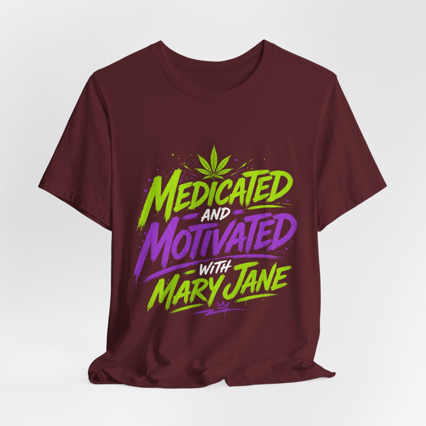 Medicated & Motivated with Mary Jane Neon Streetwear Cannabis T-Shirt