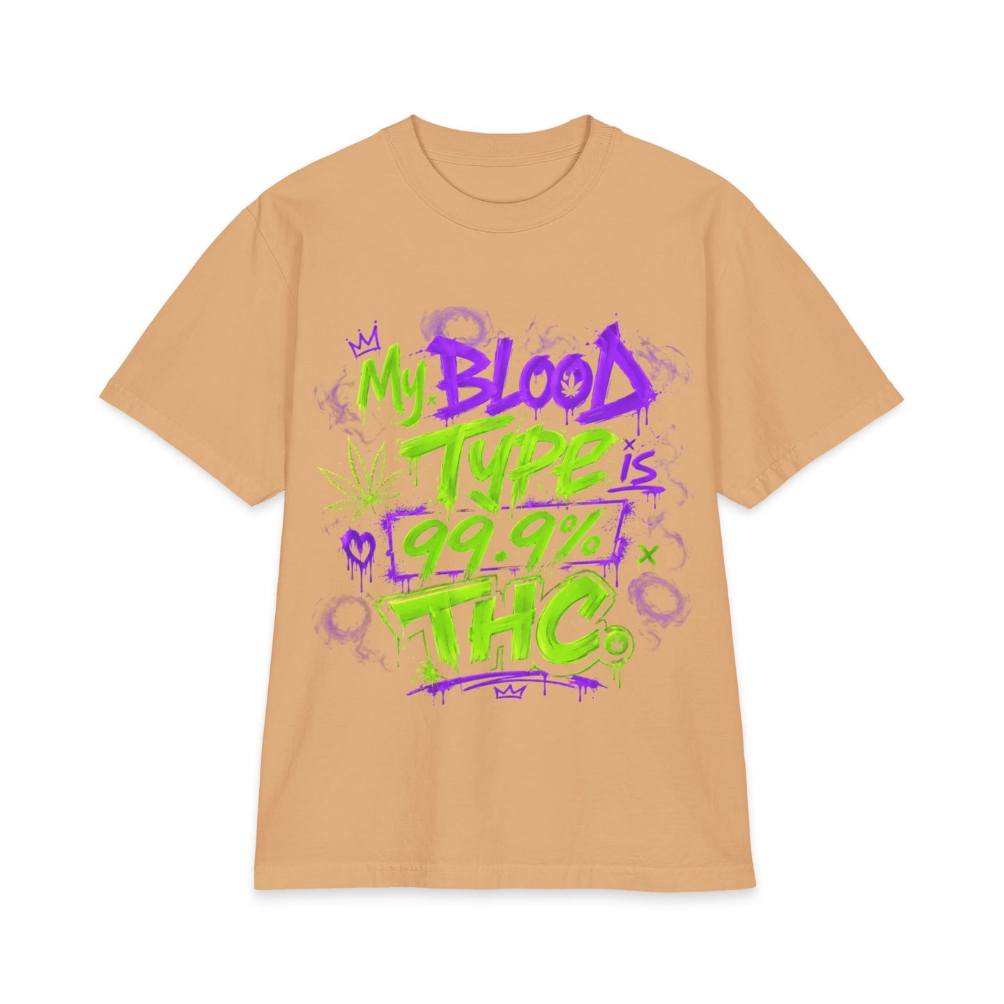 My Blood Type is 99.9% THC Graffiti Shirt | Neon Stoner Streetwear Tee | Funny Cannabis Graphic T-Shirt up to size 7XL