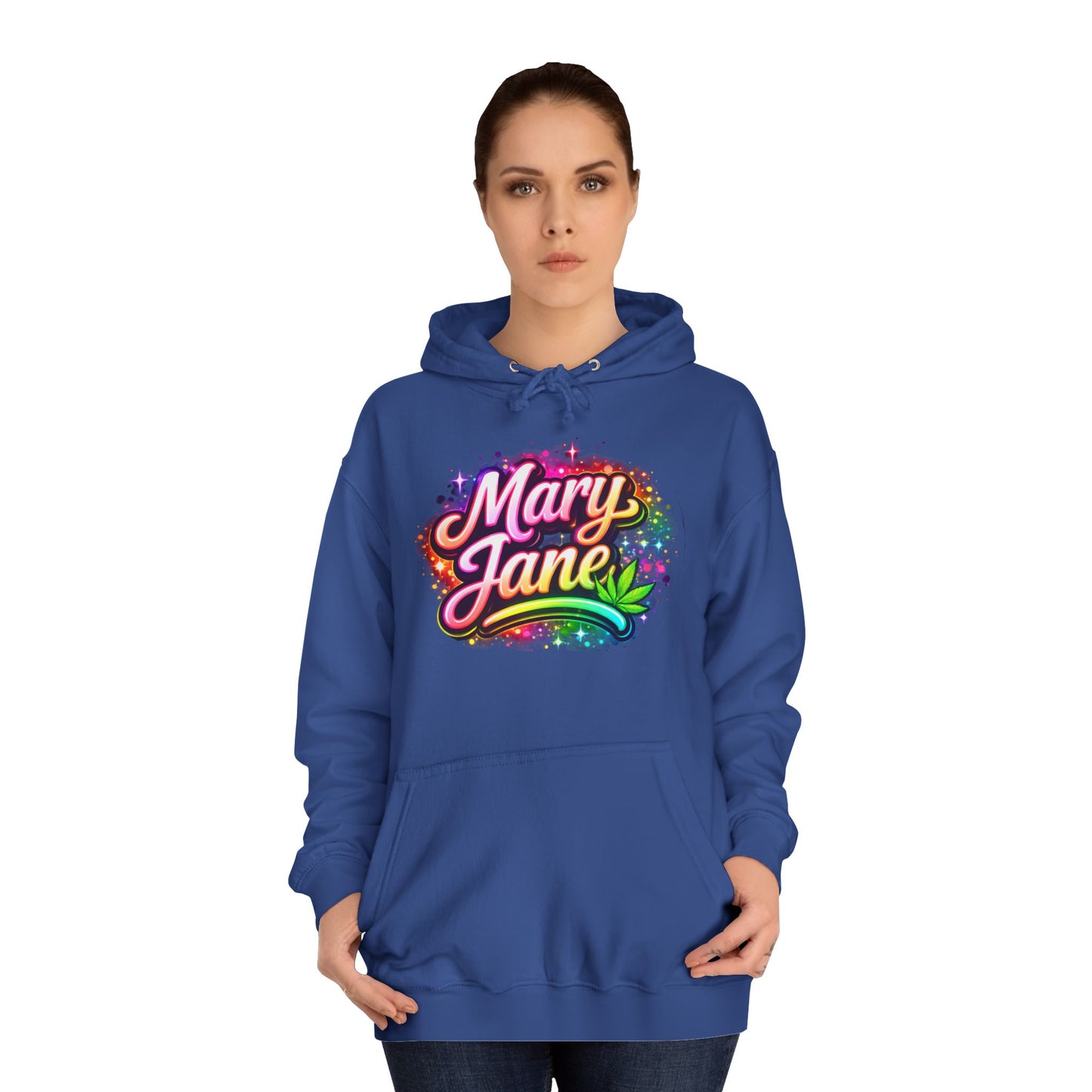 Mary Jane Neon College Hoodie – Streetwear Cannabis Style Pullover Sweatshirt