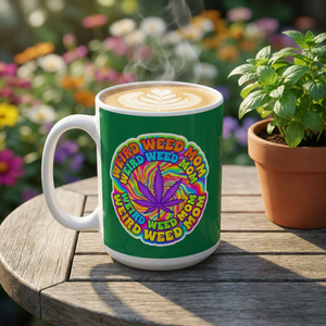 Weird Weed Mom Coffee Mug – Funny Mother’s Day Gift for Cannabis Moms – 420 Stoner Mug – Colorful Psychedelic Marijuana Cup