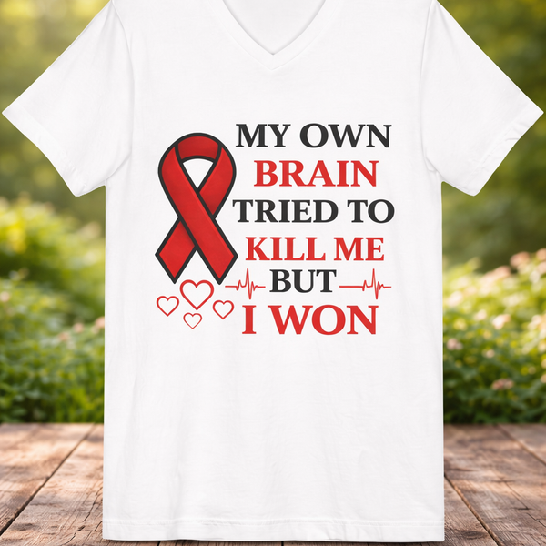 Stroke Survivor Shirt – My Own Brain Tried To Kill Me But I Won – Stroke Awareness Ribbon Tee – Survivor Strength Gift