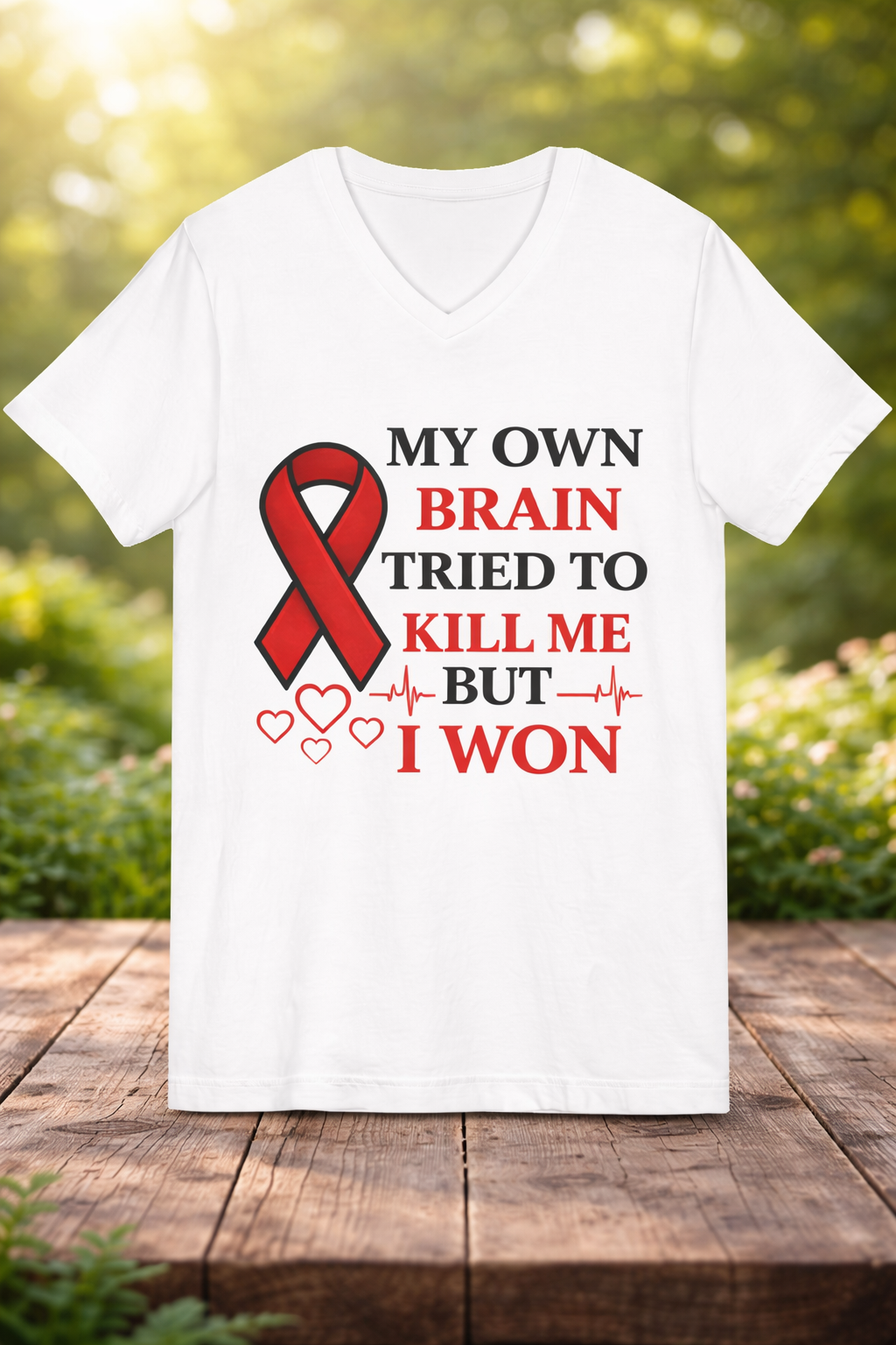 Stroke Survivor Shirt – My Own Brain Tried To Kill Me But I Won – Stroke Awareness Ribbon Tee – Survivor Strength Gift