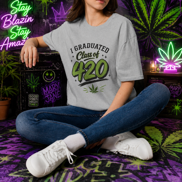 I Graduated Class of 420 Shirt | Funny Cannabis Graduation Tee | Stoner Graduate Gift