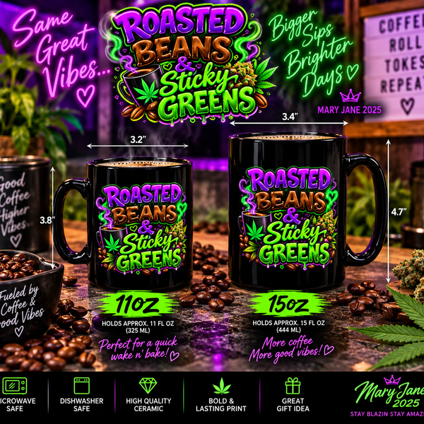 Roasted Beans & Sticky Greens Mug | Funny Coffee Lover Cup