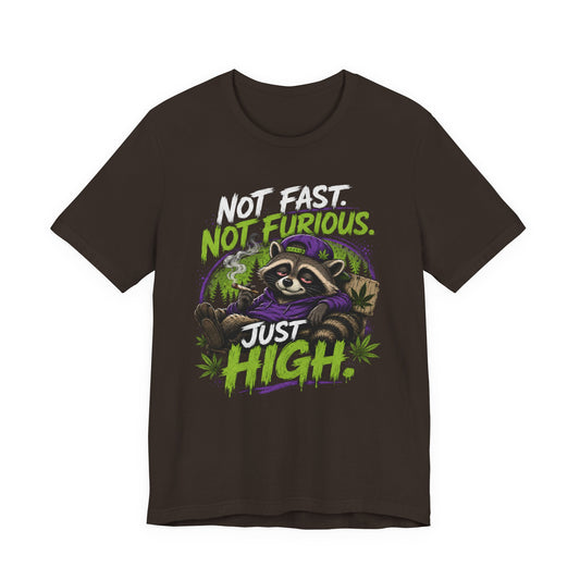 Not Fast Not Furious Just High Raccoon Shirt | Funny Stoner Graphic Tee | Cannabis Humor Gift
