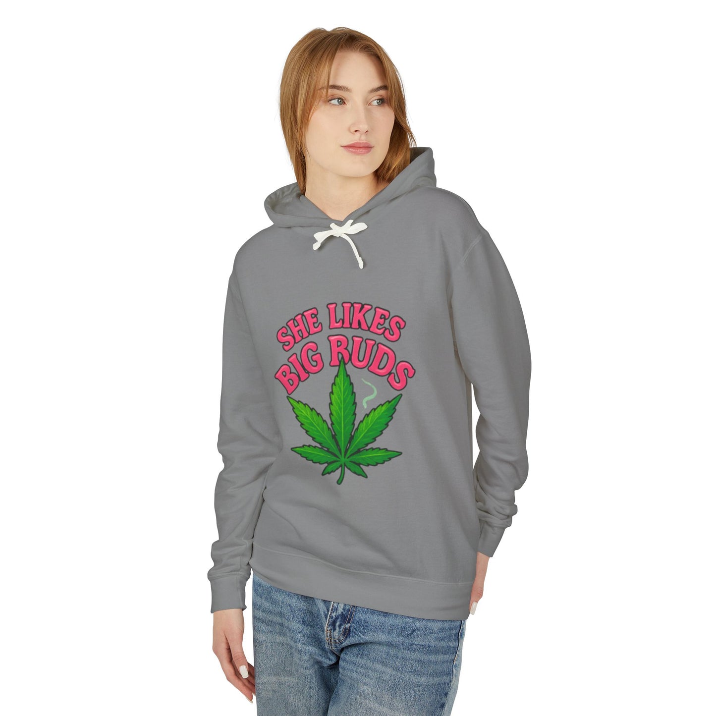 She Likes Big Buds Unisex Lightweight Hooded Sweatshirt, Cannabis Hoodie, Funny Gift, Casual Wear, Sarcastic Merch, Stoner Apparel