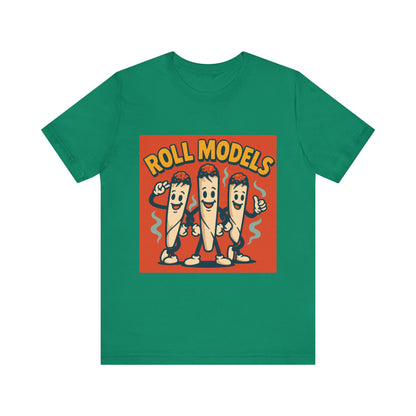 Funny Roll Models T-Shirt | Unisex Graphic Tee, Short Sleeve Casual Wear, Gift for BBQ Lovers, Vintage Foodie Shirt