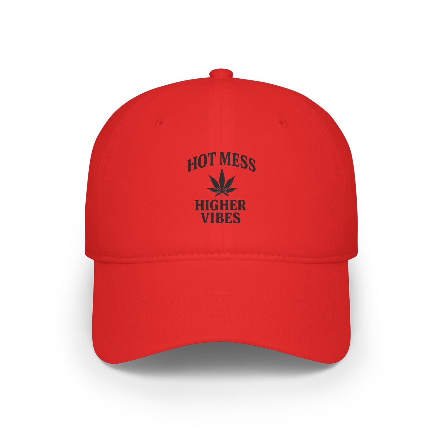 Hot Mess Higher Vibes Trucker Hat | Funny Stoner Mesh Cap | Cannabis Leaf Snapback | 420 Gift for Her & Him