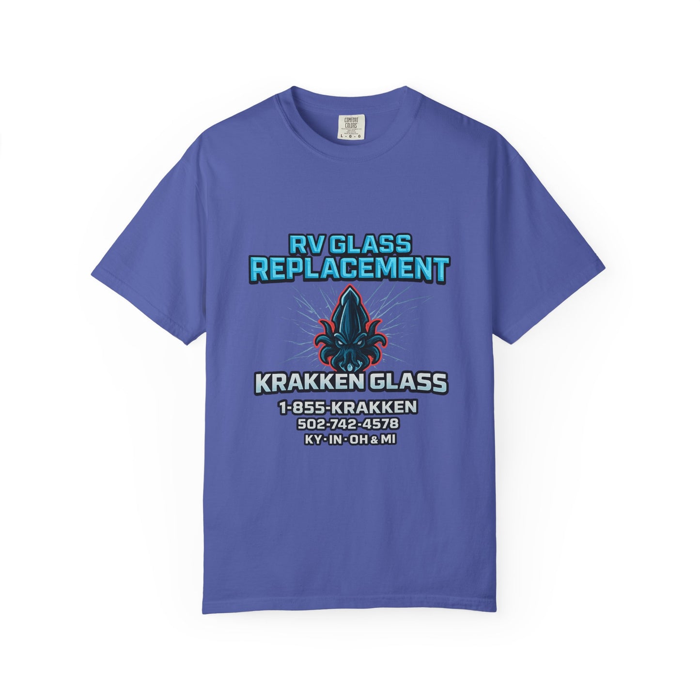 RV Glass Replacement T‑Shirt — KRAKKEN GLASS Logo Tees