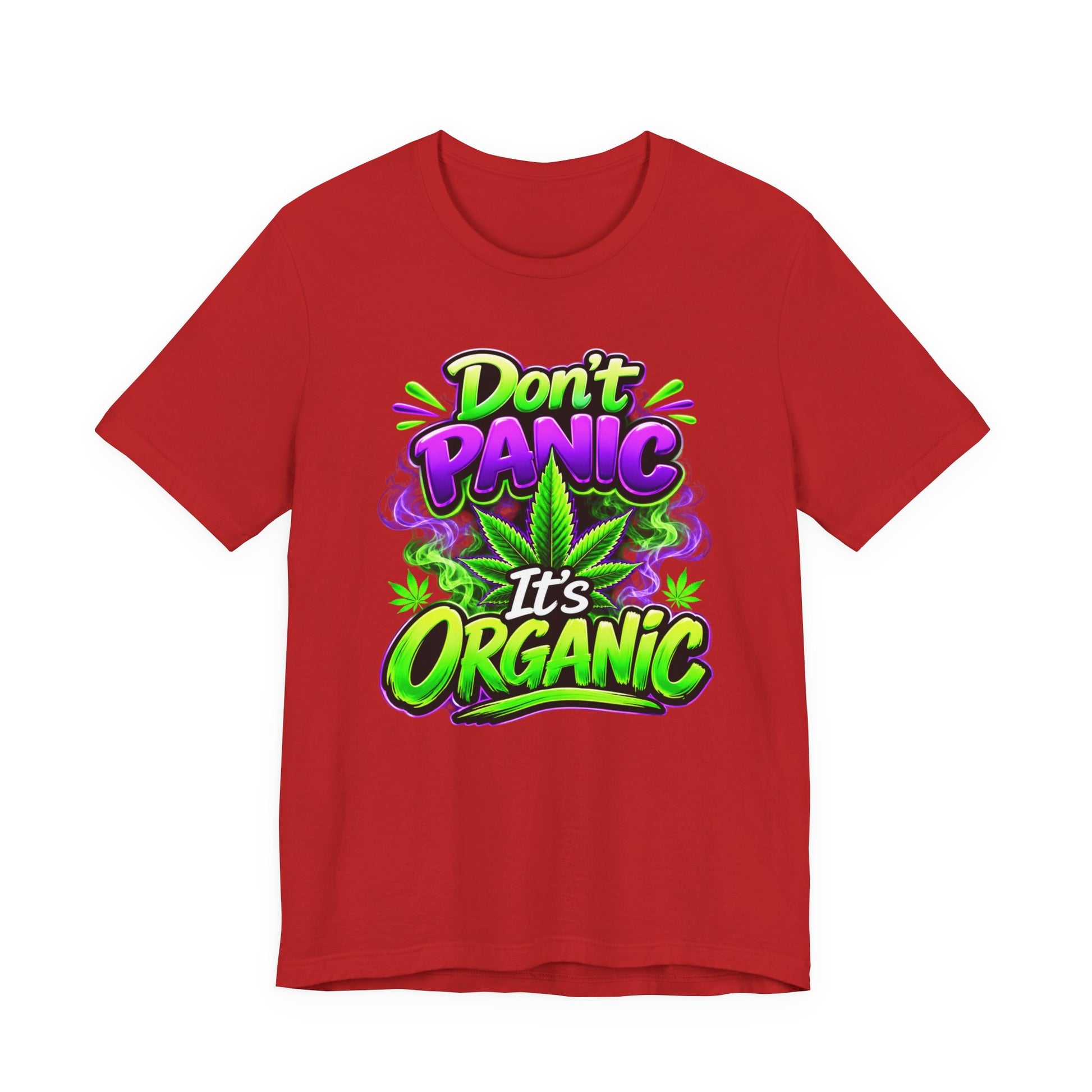 Don't Panic It's Organic T-Shirt | Funny Organic Cannabis-Inspired Graphic Tee | Neon Streetwear Gift for Herb Lovers Printify