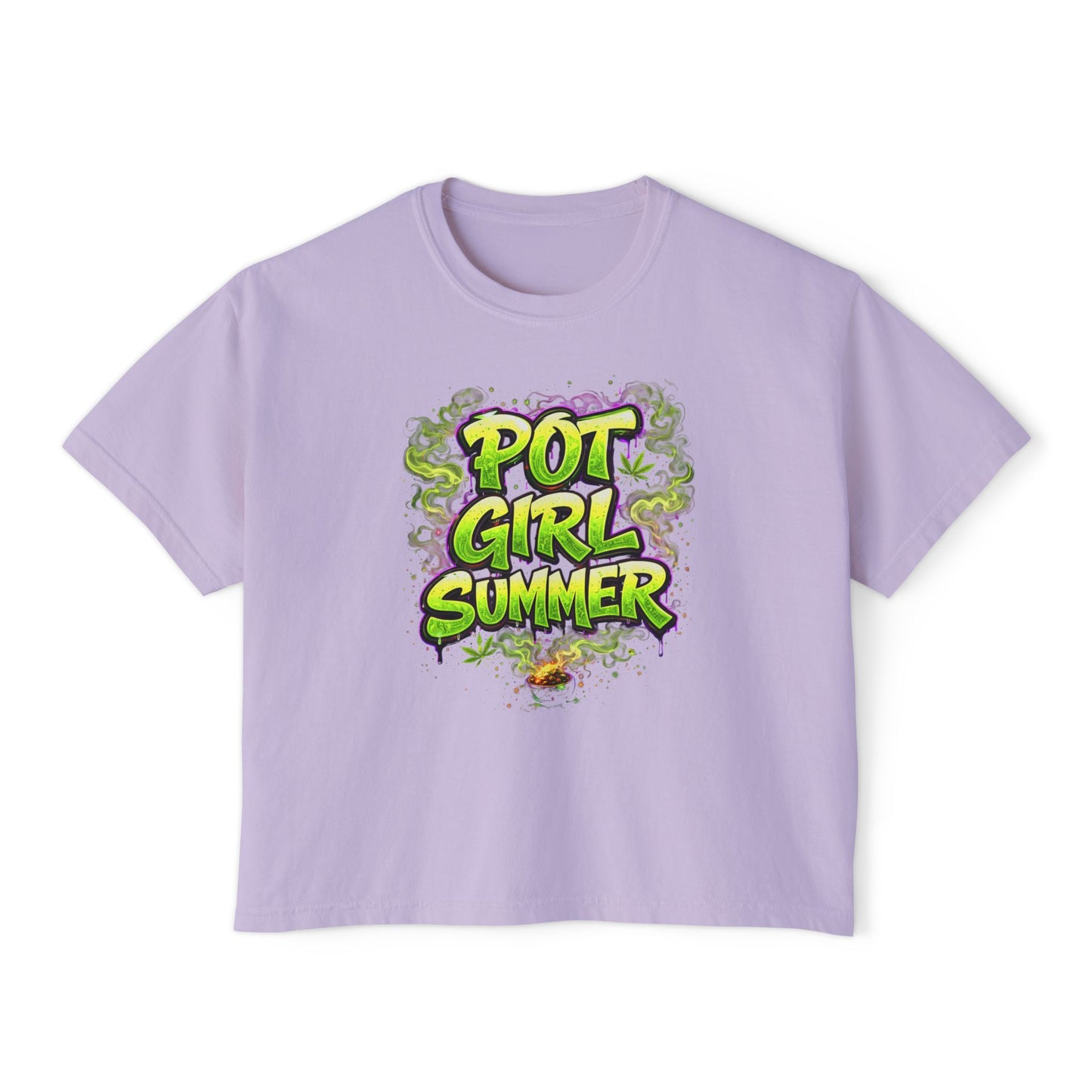 Pot Girl Summer Neon Weed Graphic T-Shirt | Funny Stoner Aesthetic Cannabis Party Tee | 420 Festival Streetwear Shirt