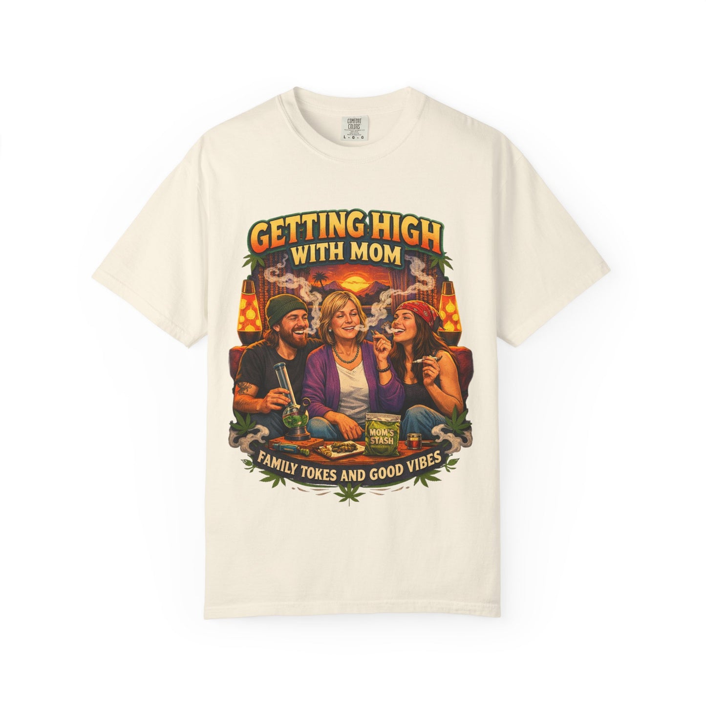 Funny Smoking With Mom T-Shirt | Cannabis Family Vibes Shirt | Stoner Mom Gift | Weed Humor Tee | 420 Lifestyle Graphic Shirt