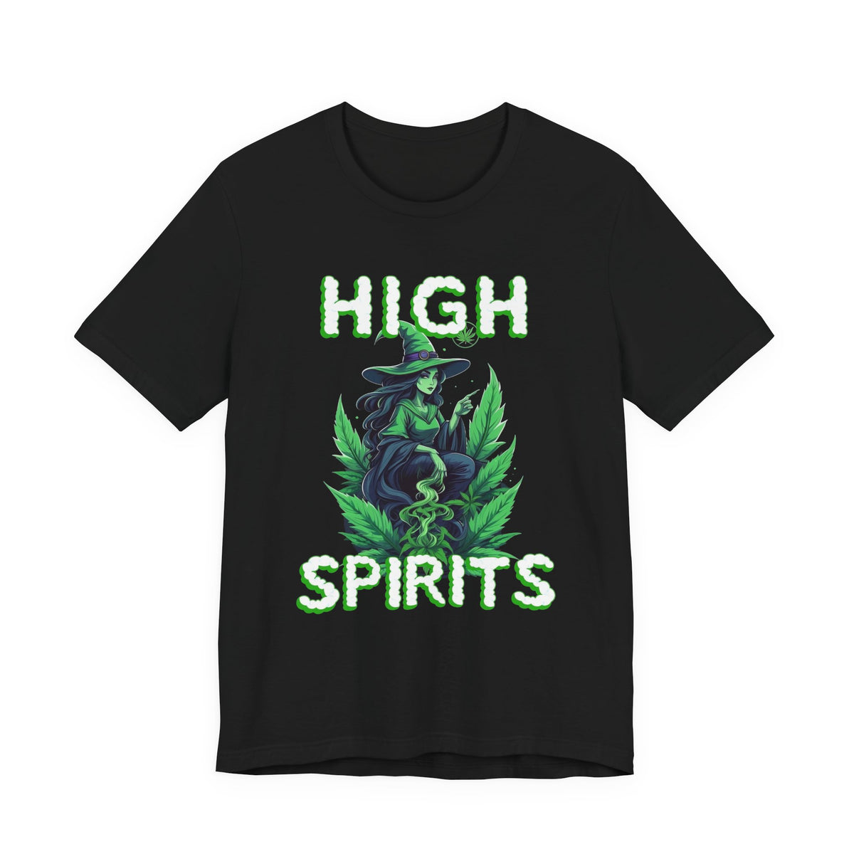 High Spirits Witchy Tee - Unisex Jersey Short Sleeve T-Shirt, Halloween Gift, Witch Apparel, Eco-Friendly Tee, Alternative Fashion Printify