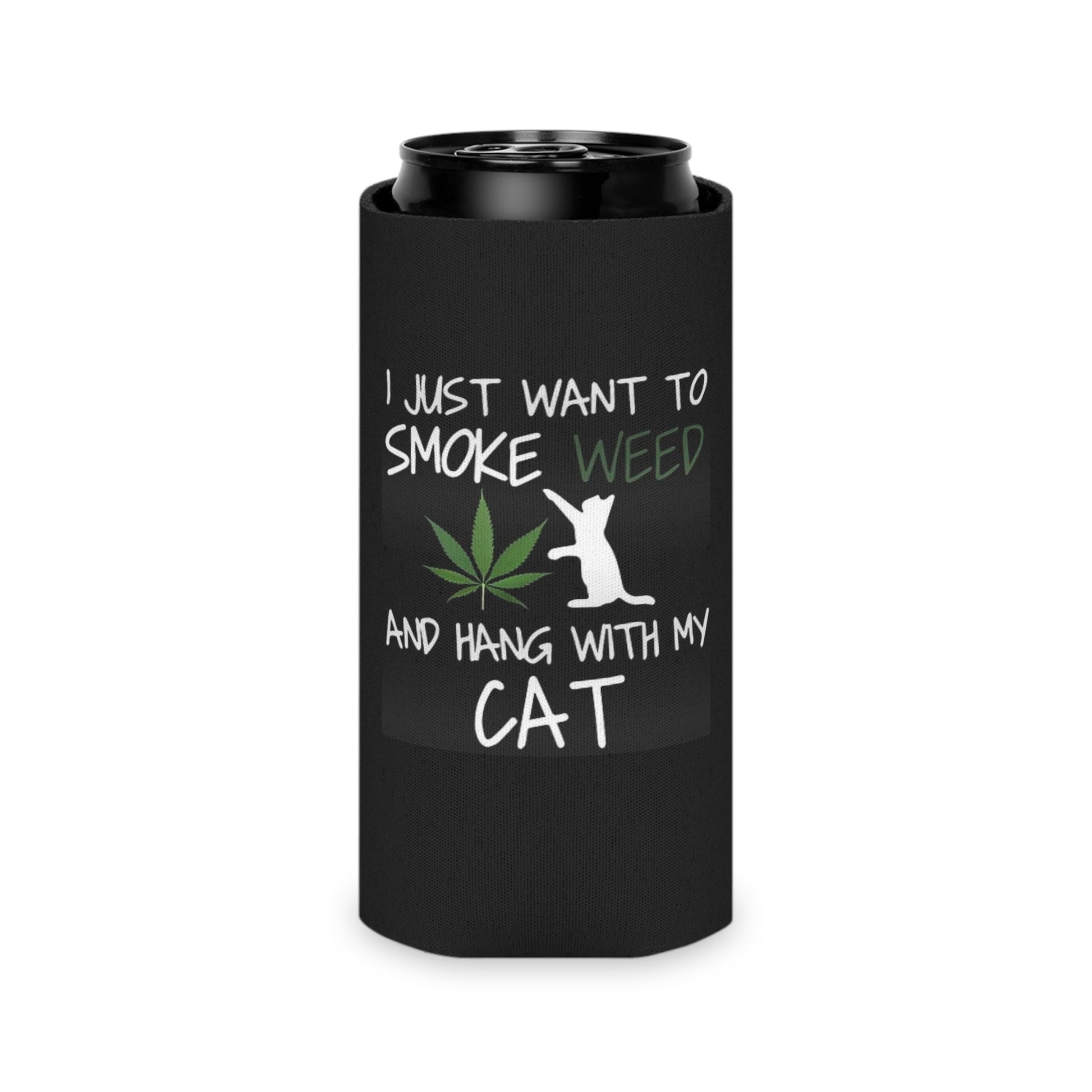 I Just Want to Smoke Weed and Hang with My Cat Can Cooler, Cat Lover Gift, Weed Enthusiast Accessory, Fun Party Favor, Unique Drink [...]-Mary Jane 2025