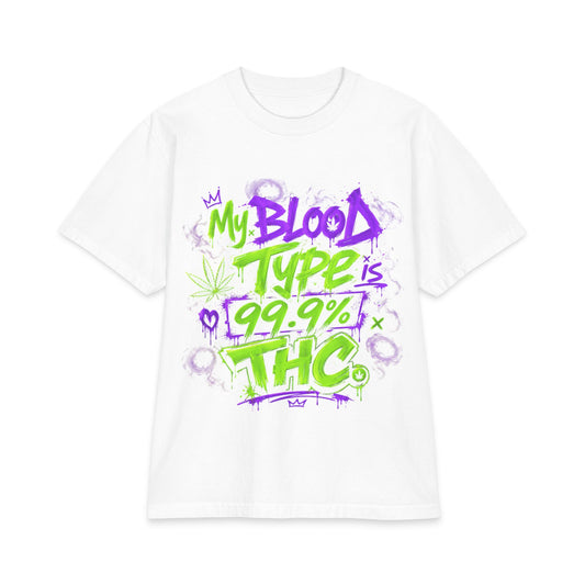 My Blood Type is 99.9% THC Graffiti Shirt | Neon Stoner Streetwear Tee | Funny Cannabis Graphic T-Shirt up to size 7XL