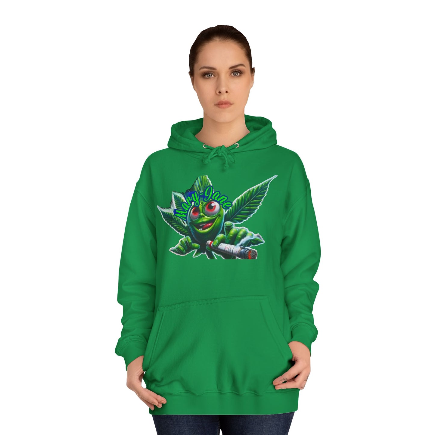 Unisex College Hoodie with Playful Leaf Design, Trendy Sweatshirt for Students, Eco-friendly Apparel, Gift for Graduates, Relaxed [...]-Mary Jane 2025