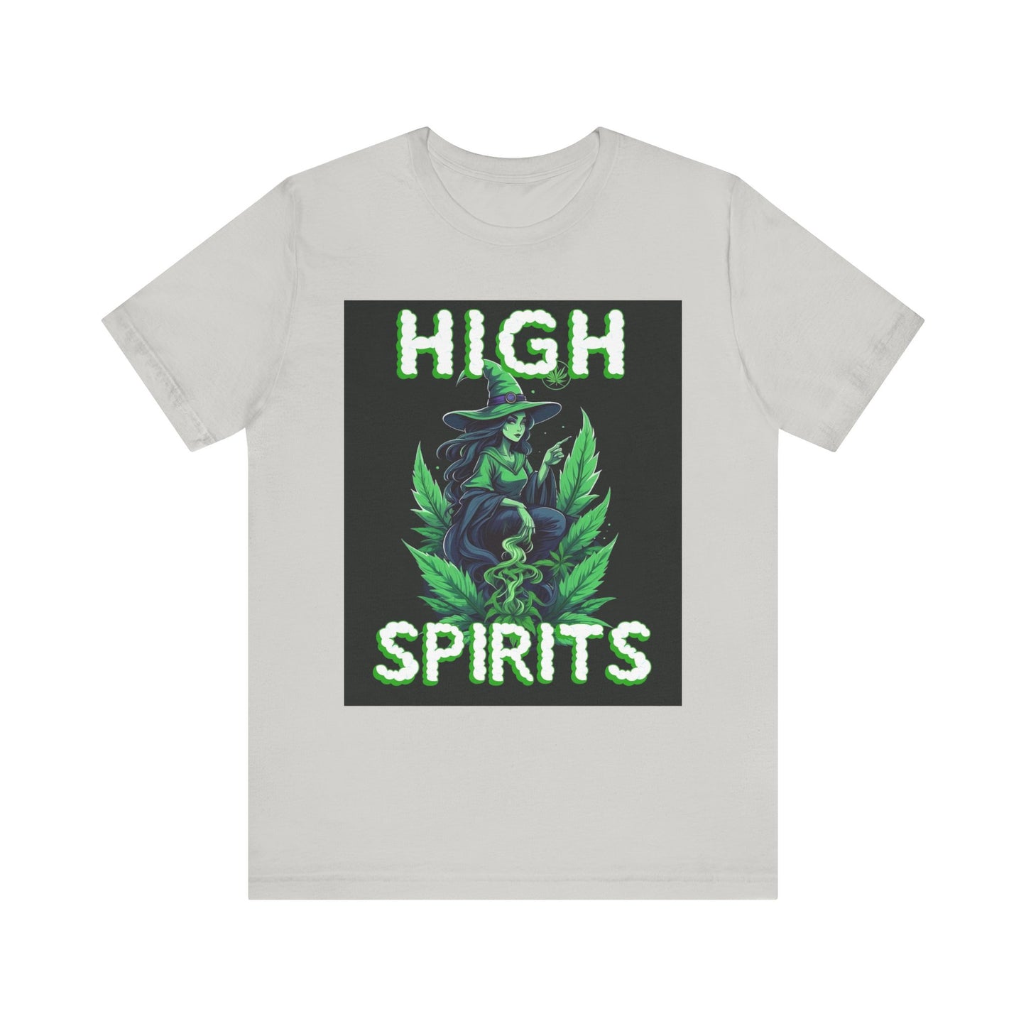 High Spirits Witchy Tee - Unisex Jersey Short Sleeve T-Shirt, Halloween Gift, Witch Apparel, Eco-Friendly Tee, Alternative Fashion