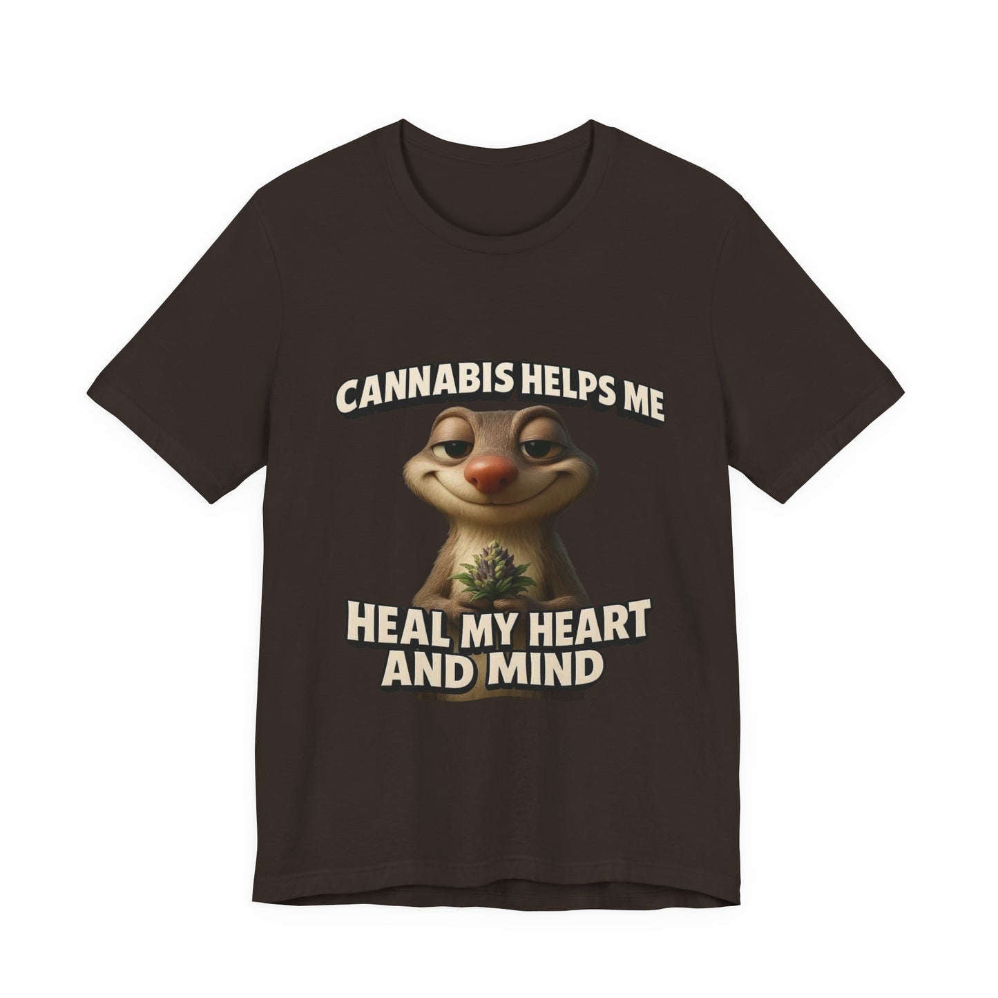 Cannabis Helps Me Heal My Heart and Mind Sloth T-Shirt | Cute Medical Marijuana Gift