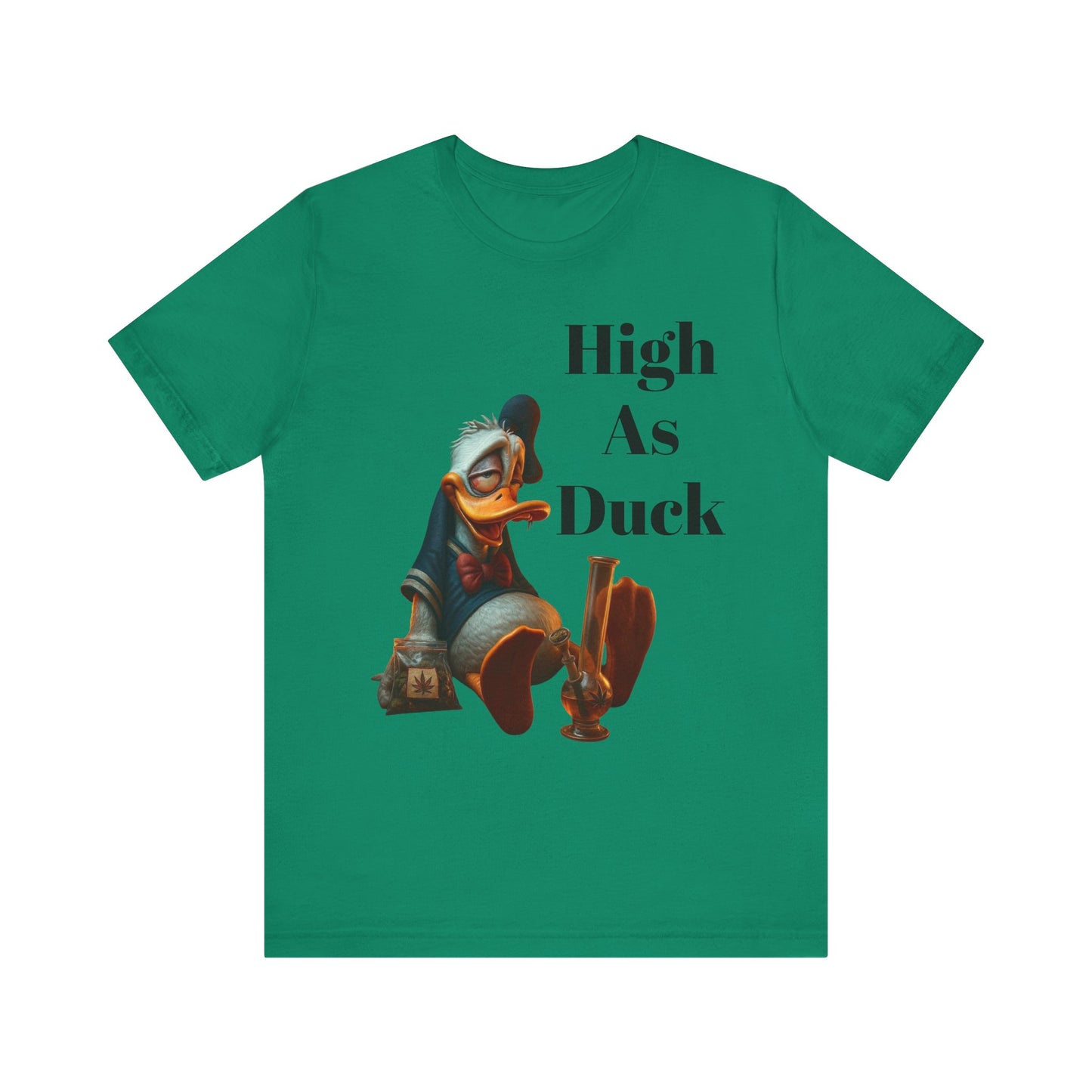 High As Duck Funny Cartoon Tee – 420 Humor Stoner T-Shirt Gift