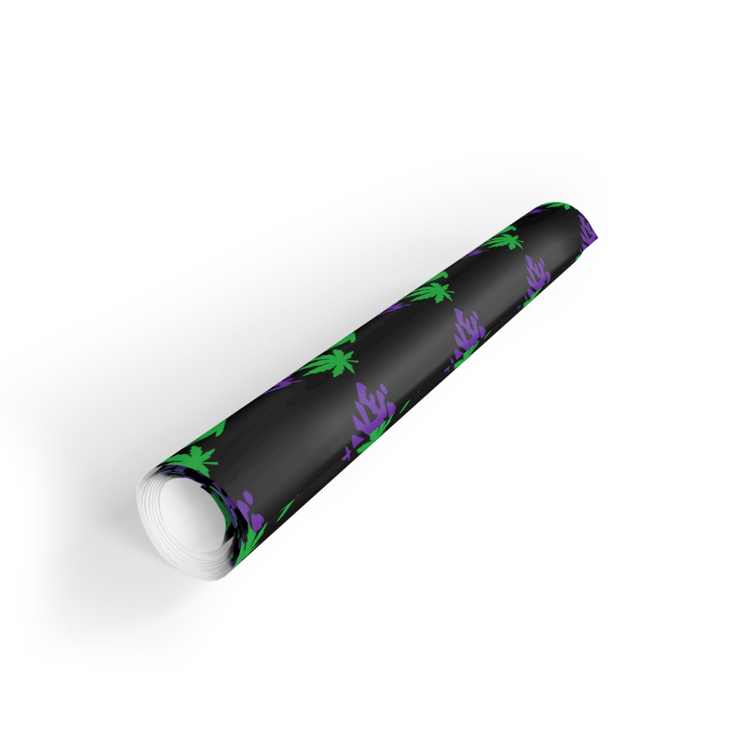 Gift Wrap Roll — Neon Purple Floral Pattern on Black (1pc)