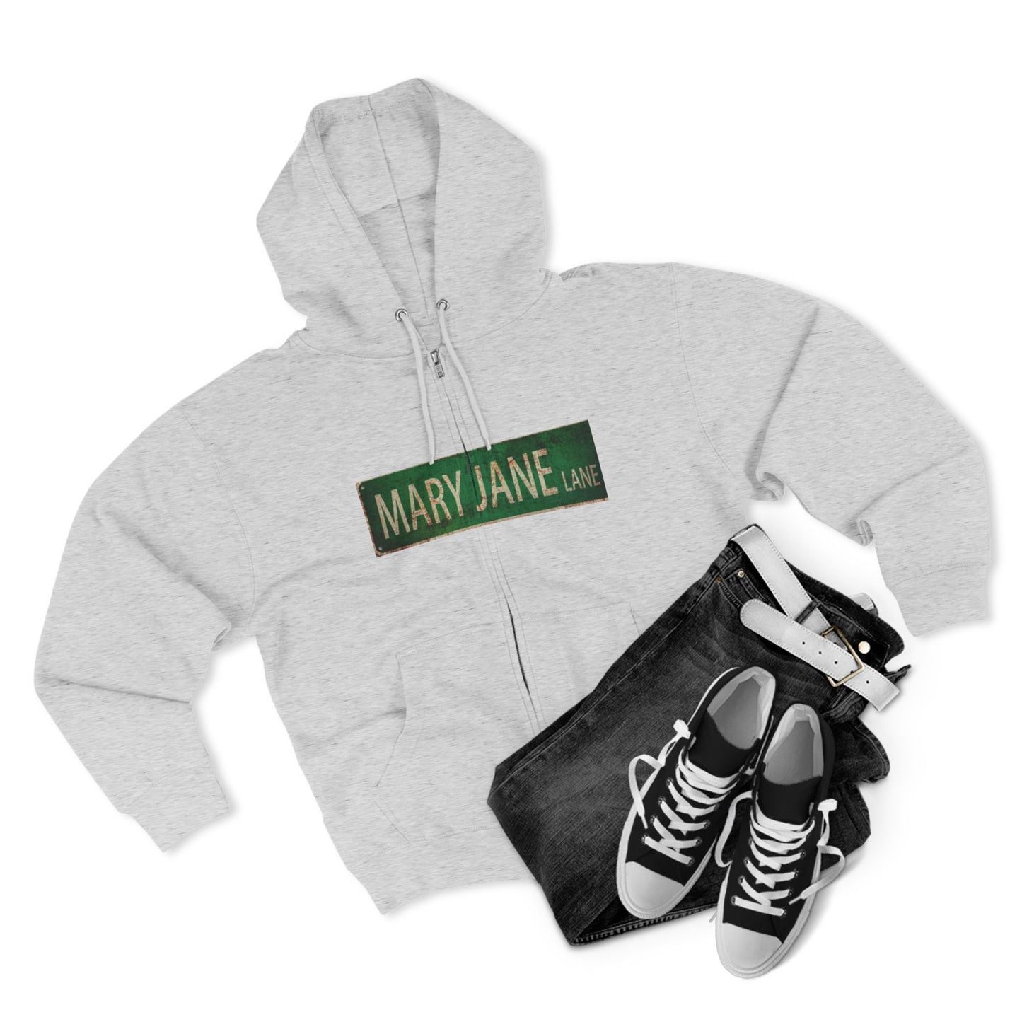 Mary Jane Lane Unisex Zip Hoodie, Cozy Sweatshirt for Relaxation, Cannabis Enthusiast Gift, Streetwear, Trendy Hoodie-Mary Jane 2025
