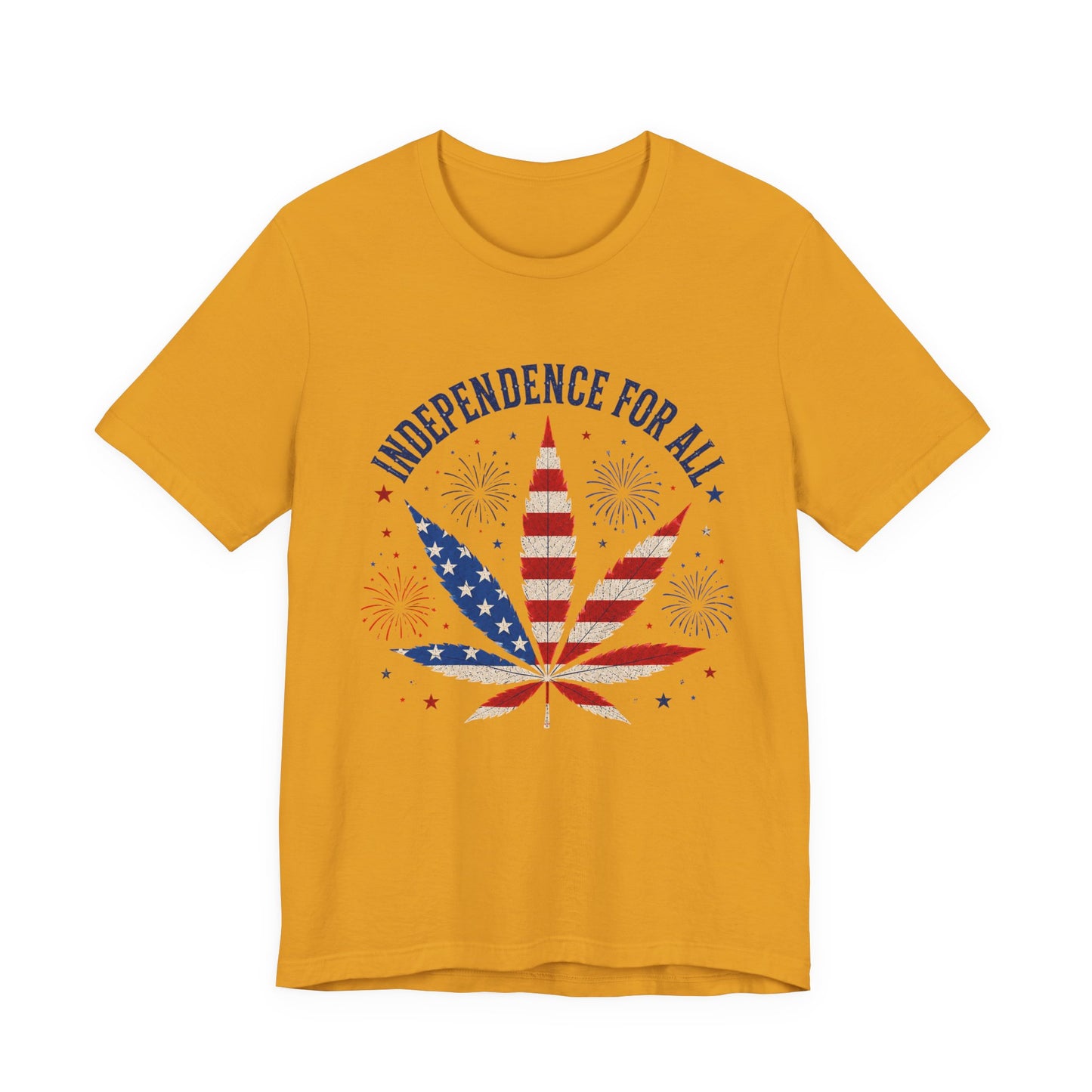 Independence For All Cannabis Shirt | Patriotic 4th of July Weed Leaf Tee | American Flag Marijuana Graphic T-Shirt