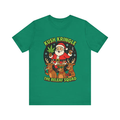 Kush Kringle Christmas Tee — "The Releaf Squad" Santa & Reindeer Holiday Shirt
