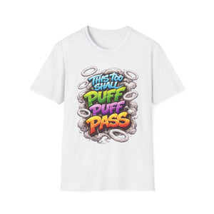 This Too Shall Puff Puff Pass Graffiti Smoke Rings Stoner Graphic | Colorful Street Art Cannabis Humor Design