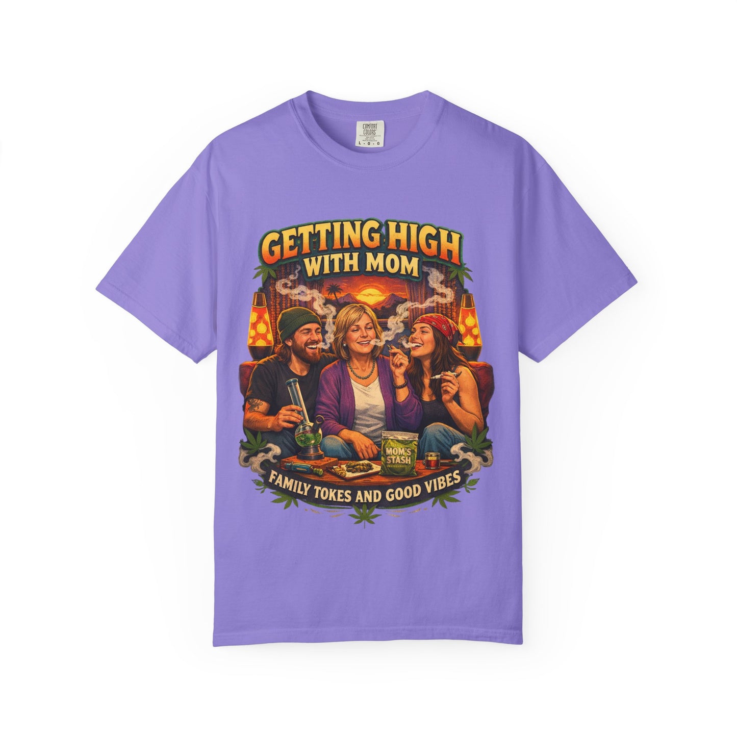 Funny Smoking With Mom T-Shirt | Cannabis Family Vibes Shirt | Stoner Mom Gift | Weed Humor Tee | 420 Lifestyle Graphic Shirt