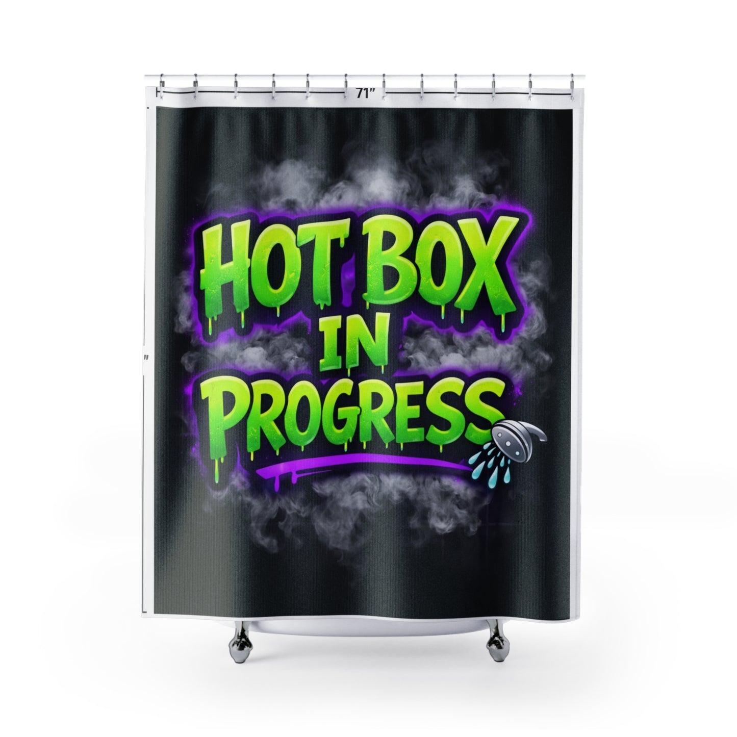 Hot Box In Progress Shower Curtain – Funny Bathroom Decor, Stoner Home Vibes, Bold Graffiti Bath Curtain, Unique Gift Idea