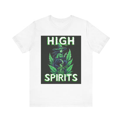 High Spirits Witchy Tee - Unisex Jersey Short Sleeve T-Shirt, Halloween Gift, Witch Apparel, Eco-Friendly Tee, Alternative Fashion