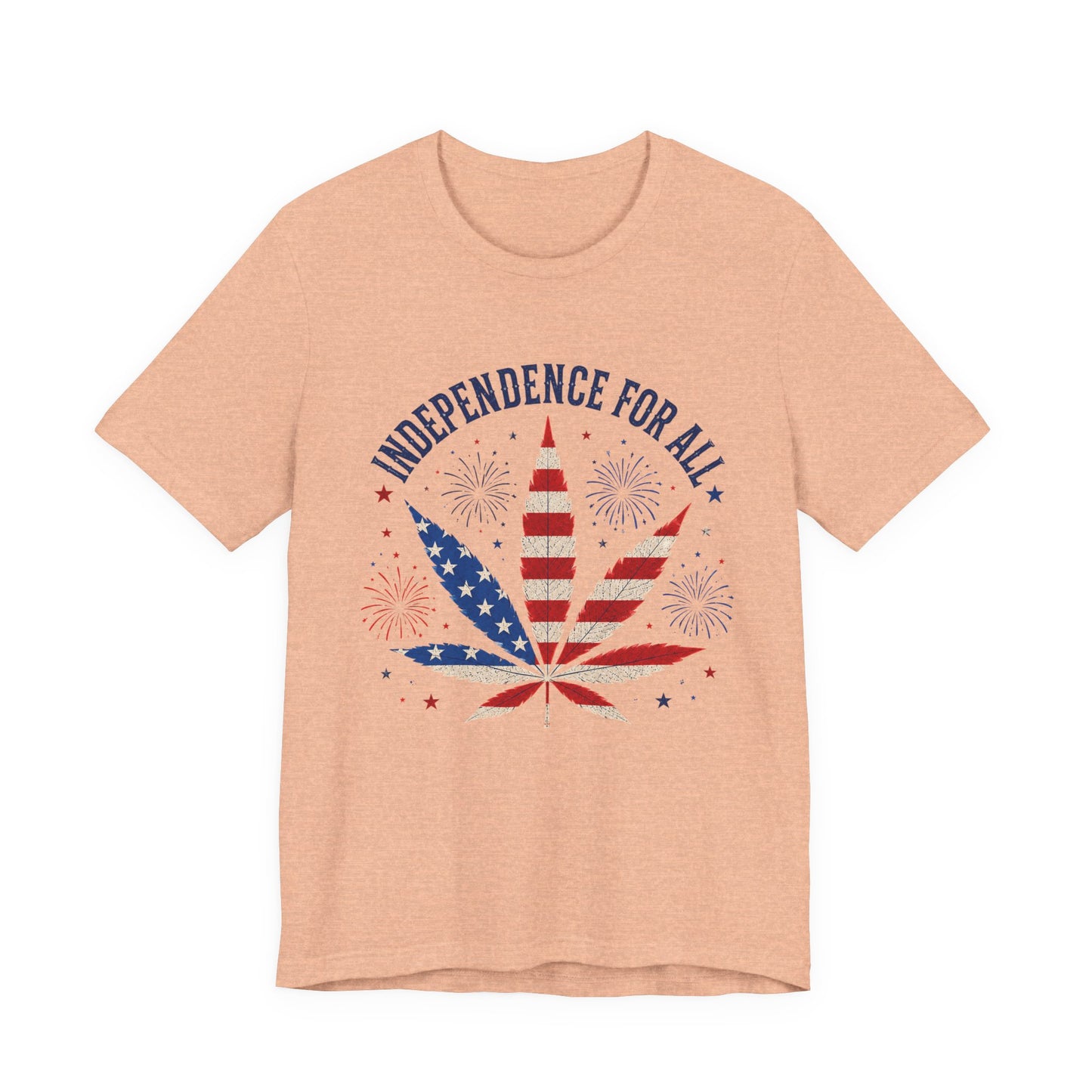Independence For All Cannabis Shirt | Patriotic 4th of July Weed Leaf Tee | American Flag Marijuana Graphic T-Shirt