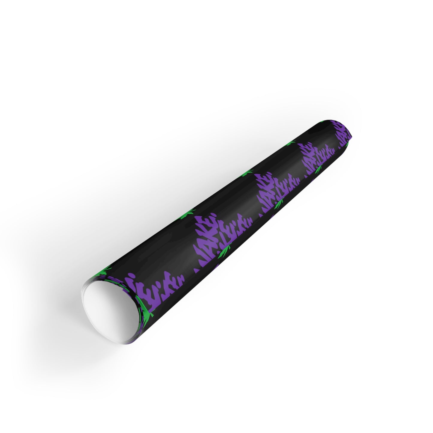 Gift Wrap Roll — Neon Purple Floral Pattern on Black (1pc)