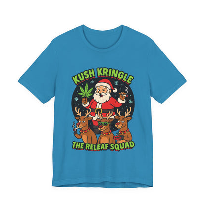 Kush Kringle Christmas Tee — "The Releaf Squad" Santa & Reindeer Holiday Shirt